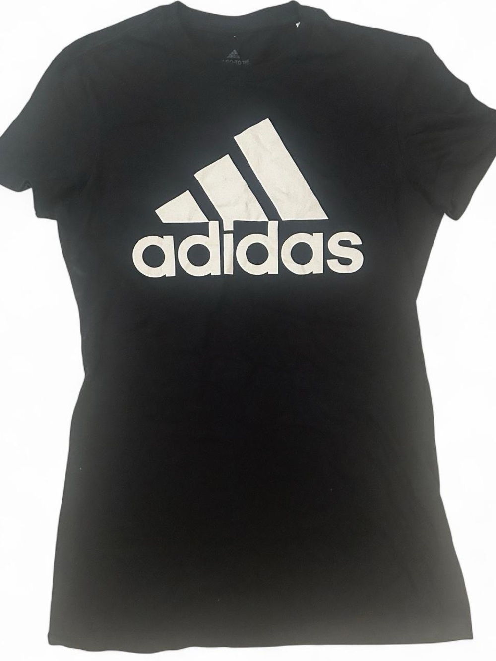 Adidas Black Tee with White Logo - Woman’s Fitted Short Sleeve